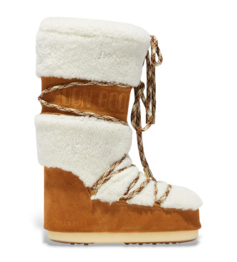 LAB69 Stivali in pelle crema con shearling marrone