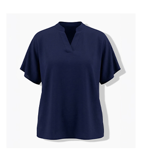 Tunica, oversize, colletto alla coreana, scollo a V, mezze maniche