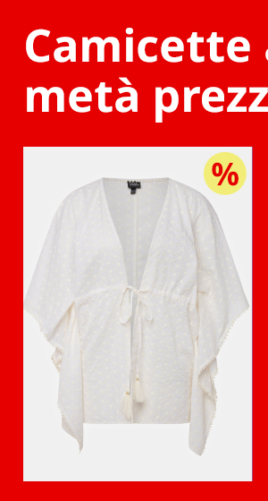 Blusa a kimono dal taglio oversize con pizzo traforato, nappe e maniche a 3/4