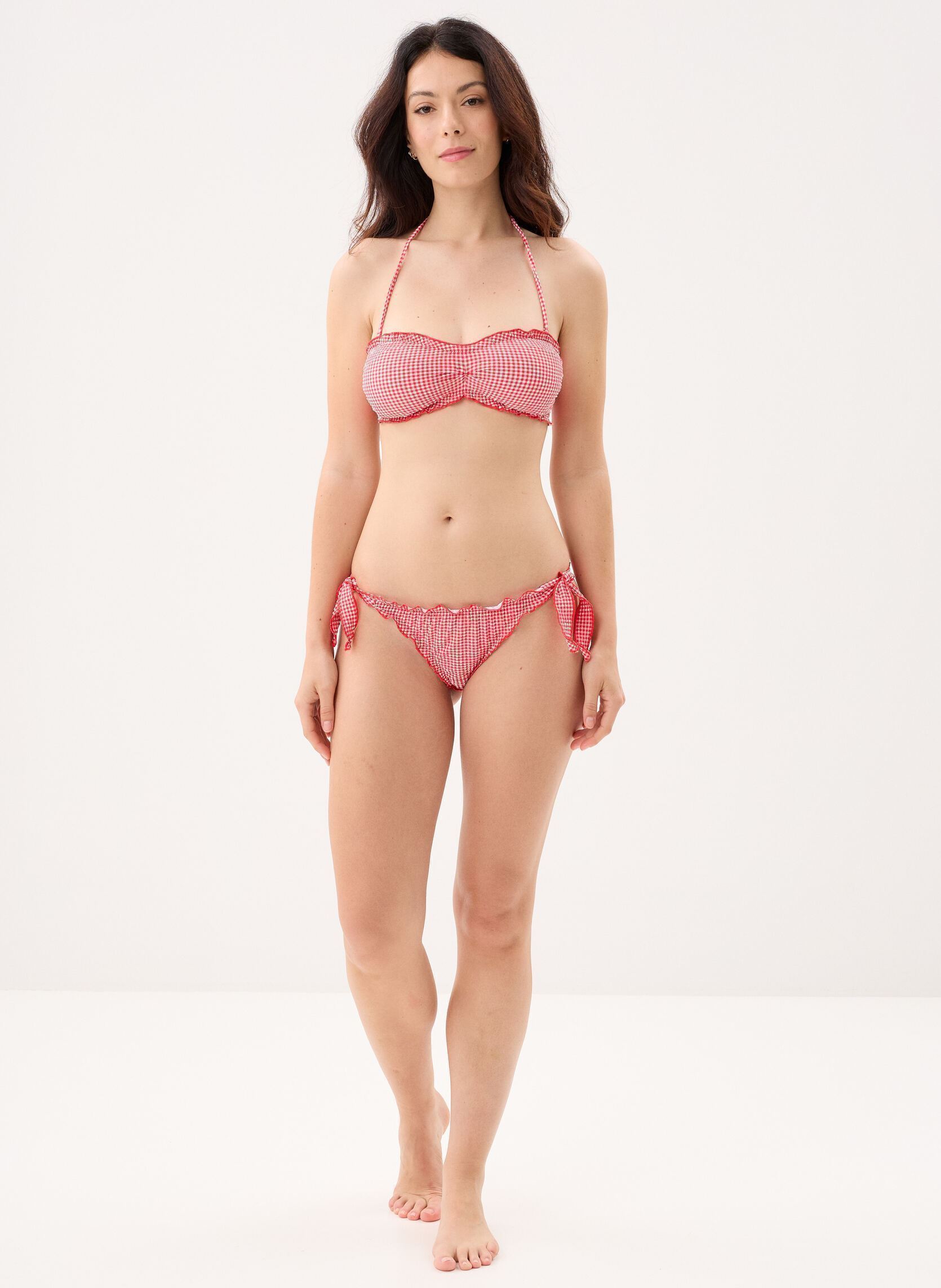 Pieces Costumi Pckia Frill Tie Edge Bikini Brief Bc donne rosso