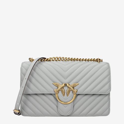 Pinko Crossbody Bags Women Leather Gray/Pearl Grey