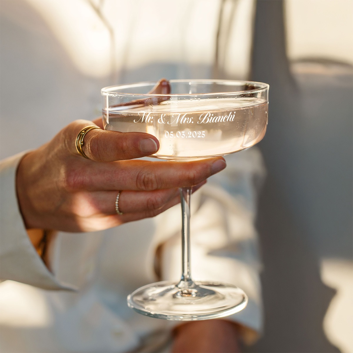 Image of Bicchiere da Champagne Personalizzato con Testo