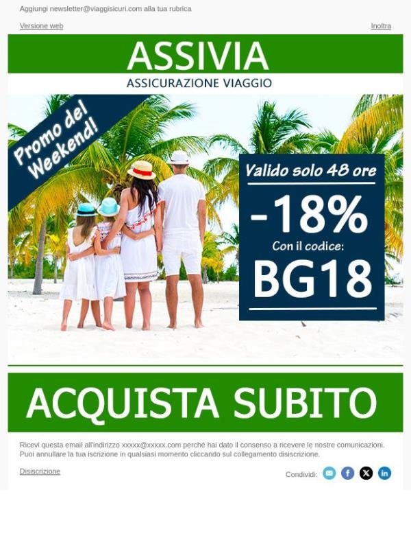 Promo del Weekend: - 18% su tutte le nostre polizze!