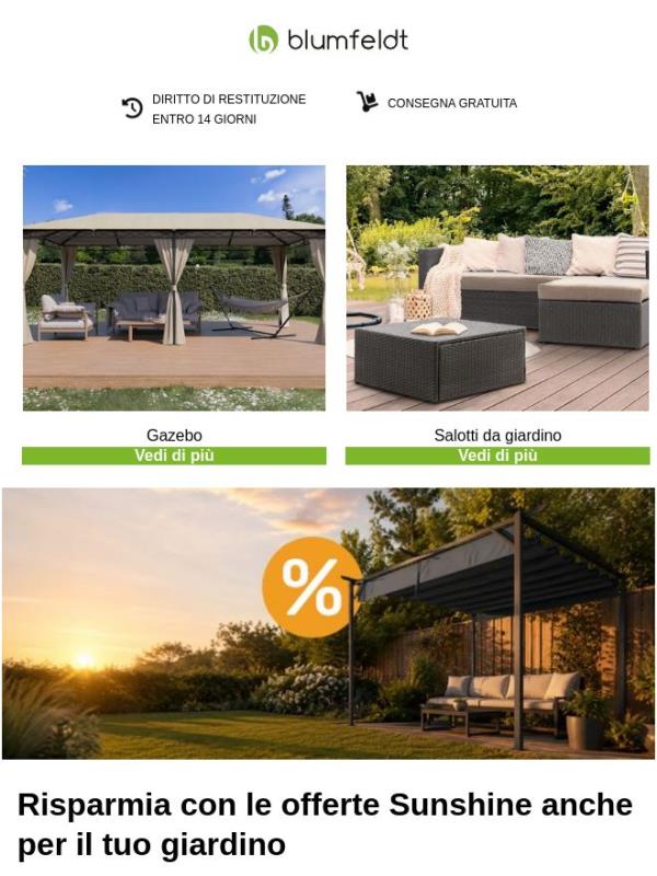 Dai  una nuova vita al tuo giardino con le nostre offerte Sunshine