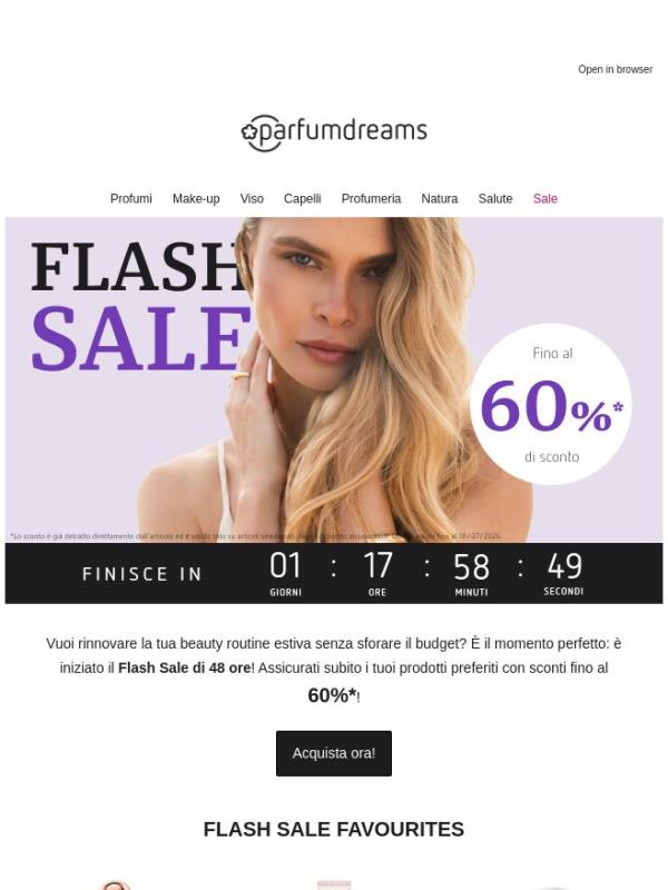 Flash Sale 48 ore: fino al 60% di sconto per te⚡