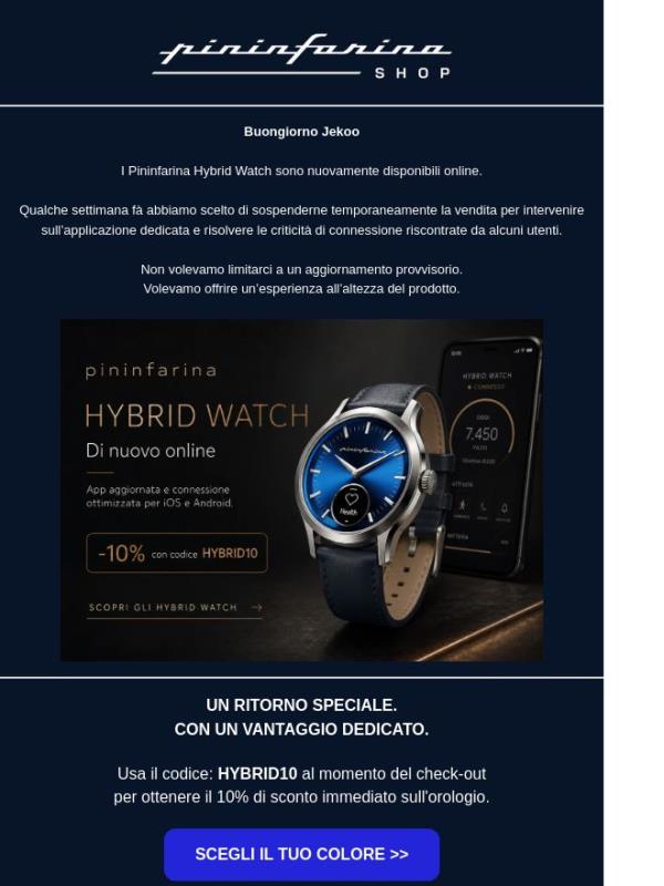 IL TEMPO TORNA A CONNETTERSI. Disponibili gli orologi PURA Pininfarina - Nuova APP Android&IOS