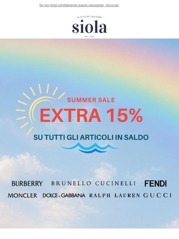 ☀️ Summer Sale: extra sconto sui saldi · Codice 15EXTRA al checkout · ☀️