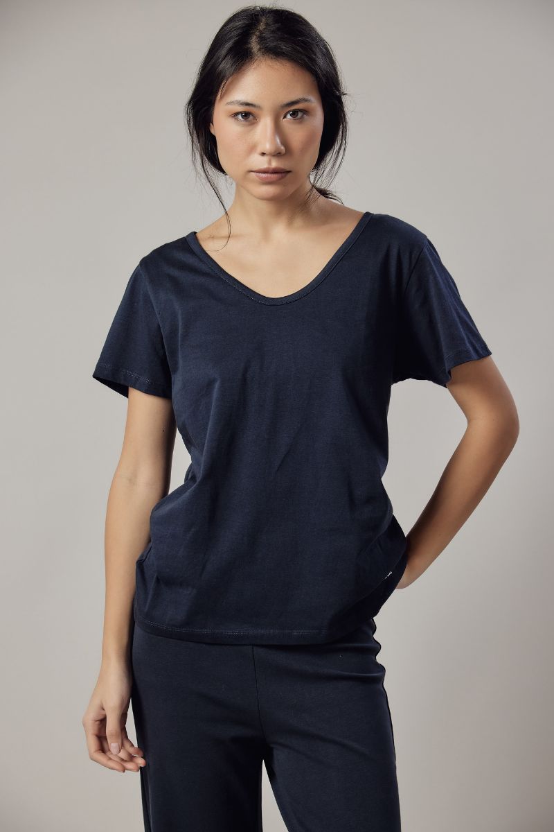 T-Shirt Scollo Profondo Blu - Set da 2