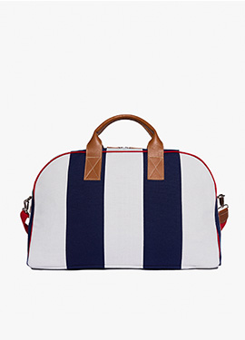 Borsone da viaggio Stanford Large Stripe in Bianco/Blu