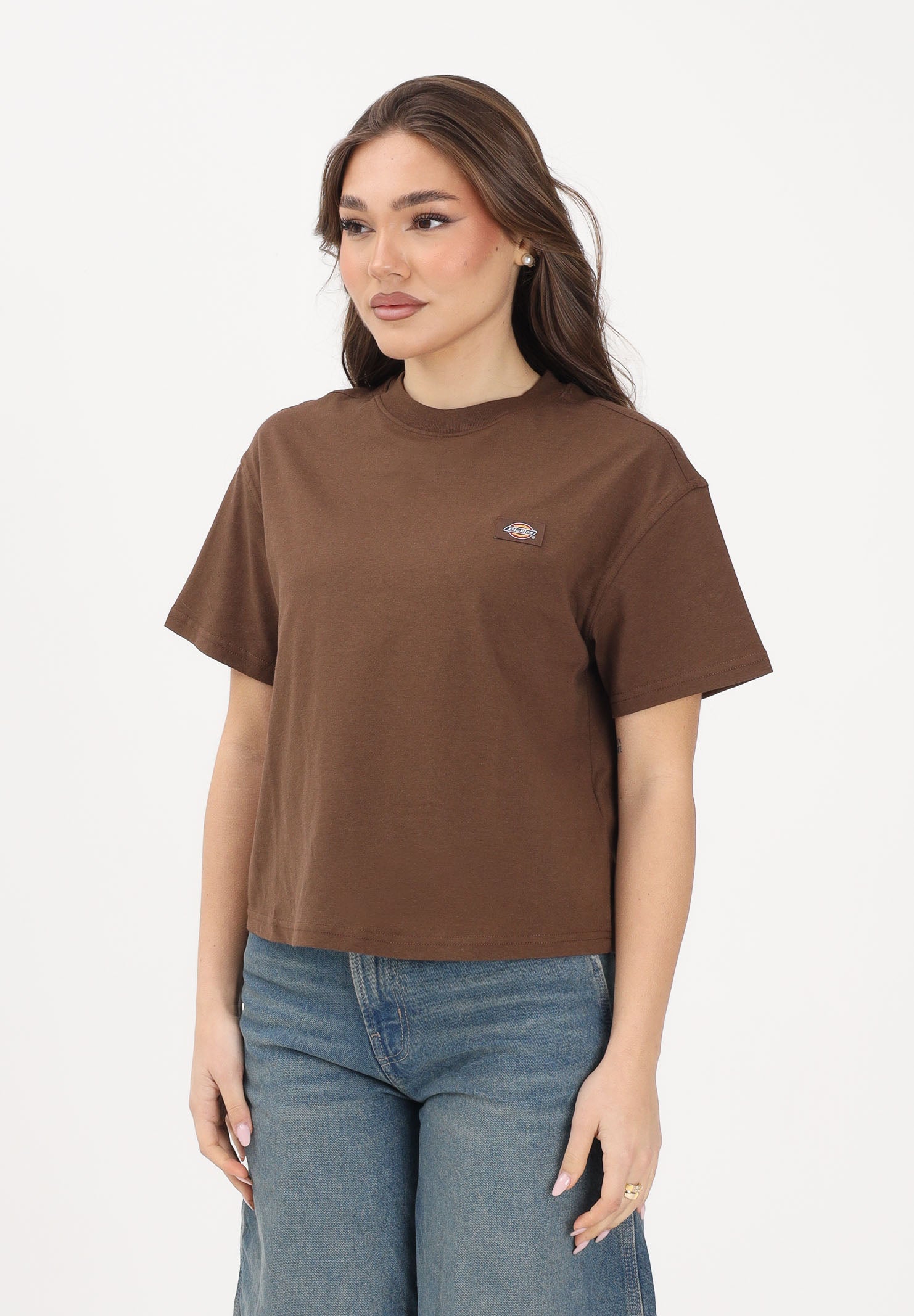 Image of DICKIES T-shirt a manica corta Oakport marrone da donna