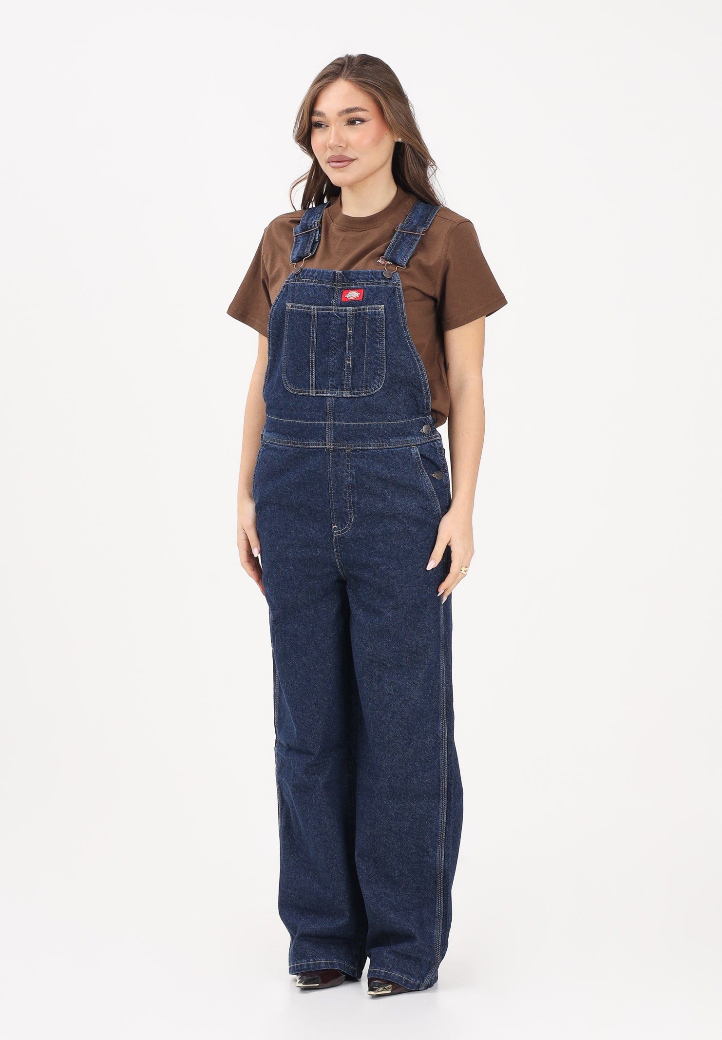 Image of DICKIES Salopette in denim blu da donna
