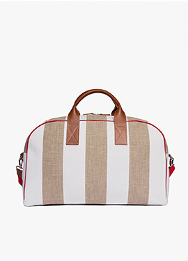 Borsone da viaggio Stanford Large Stripe in Bianco/Sabbia