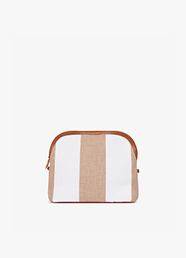 Trousse Large Stripe in Bianco/Sabbia