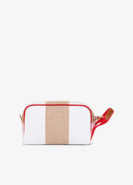 Beauty Case Boston Stripe in Bianco/Sabbia