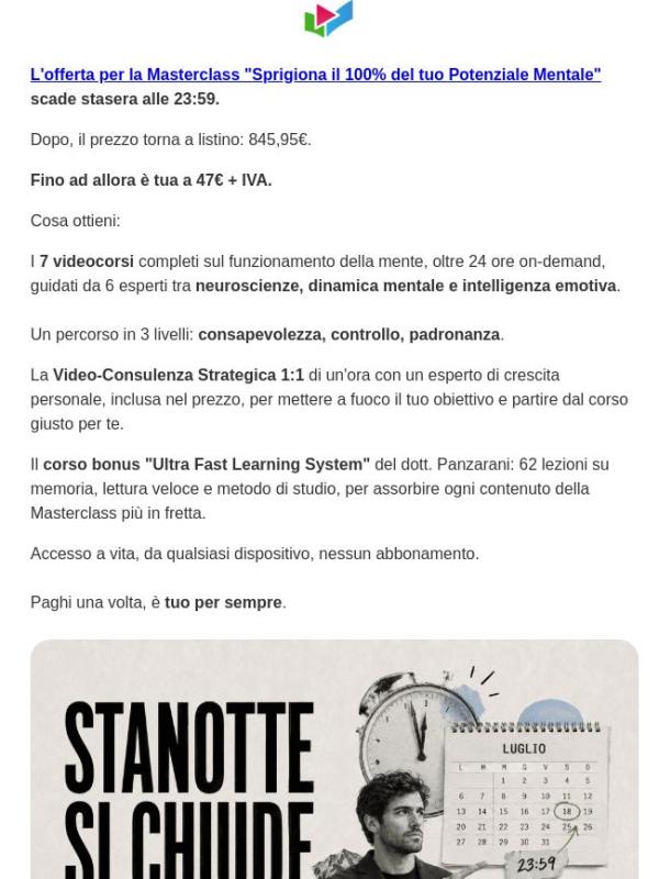 Stasera alle 23:59 si chiude