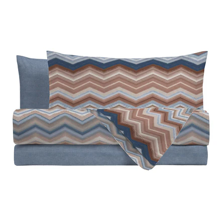 Completo Letto Matrimoniale in Cotone con Stampa - Fantasia Dream Me Ysidro Blue