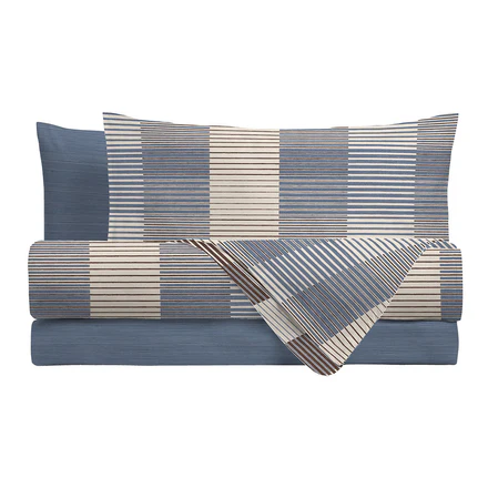 Completo Letto Matrimoniale in Cotone con Stampa - Fantasia Dream Me Gilbert Blue