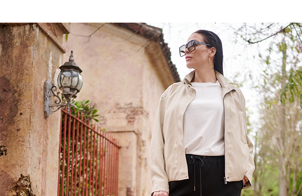 Giacca stile biker, similpelle, collo alto, maniche lunghe
