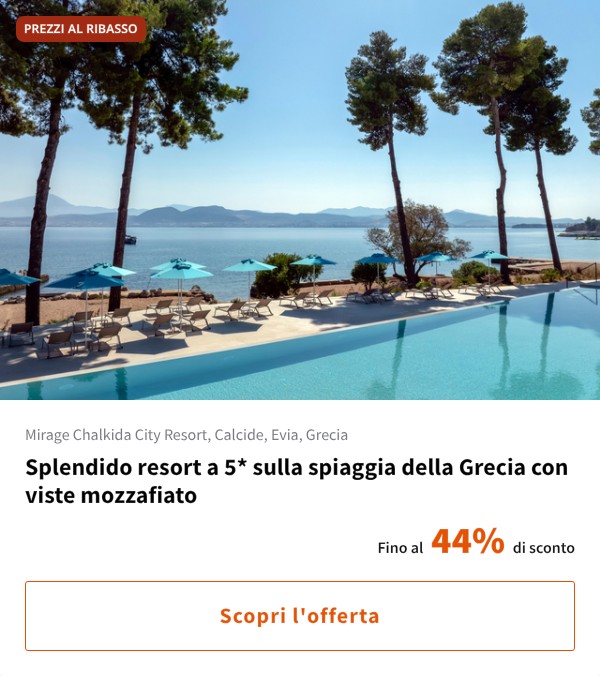 Splendido resort a 5* sulla spiaggia della Grecia con viste mozzafiato