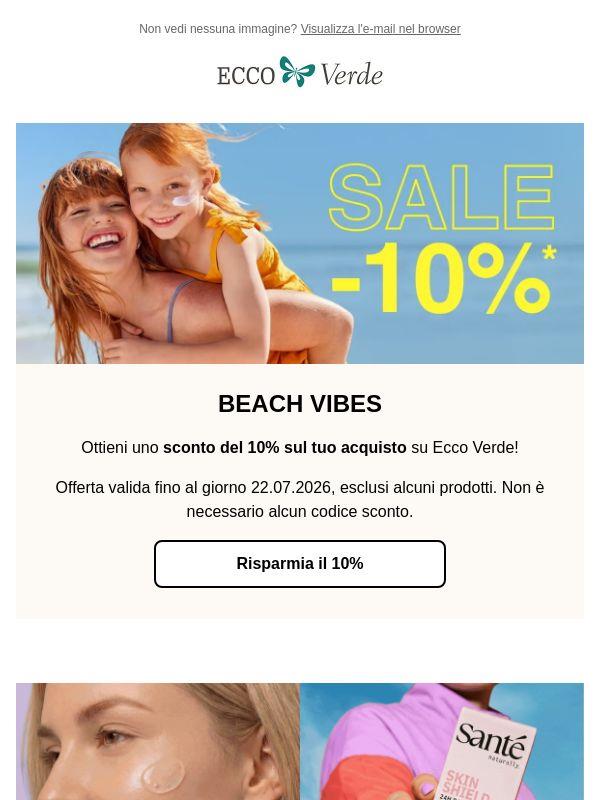 🌴🥥 Ottieni subito il 10% di sconto con i BEACH VIBES SALE di Ecco Verde