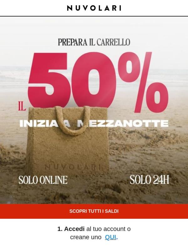 Prepara il carrello, il tutto al 50% sta arrivando 🛒