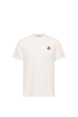 T-shirt in cotone con doppio logo in pelle