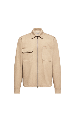 Giacca camicia in cotone con logo in pelle