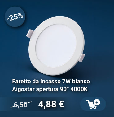 Aigostar white recessed 7W LED downlight, 4000K neutral white, 90° beam angle — compact ceiling light fitting