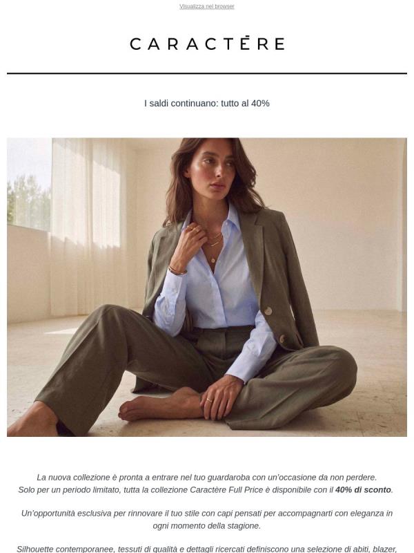 Eleganza contemporanea, ora al 40%