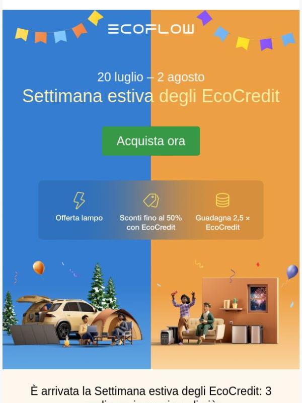 🔥 Settimana estiva degli EcoCredit: Offerta lampo + fino al 50% di sconto con EcoCredit
