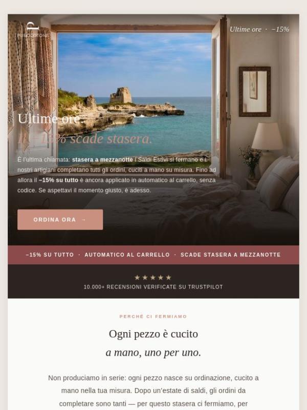 Il −15% su tutto scade STASERA — poi ci fermiamo