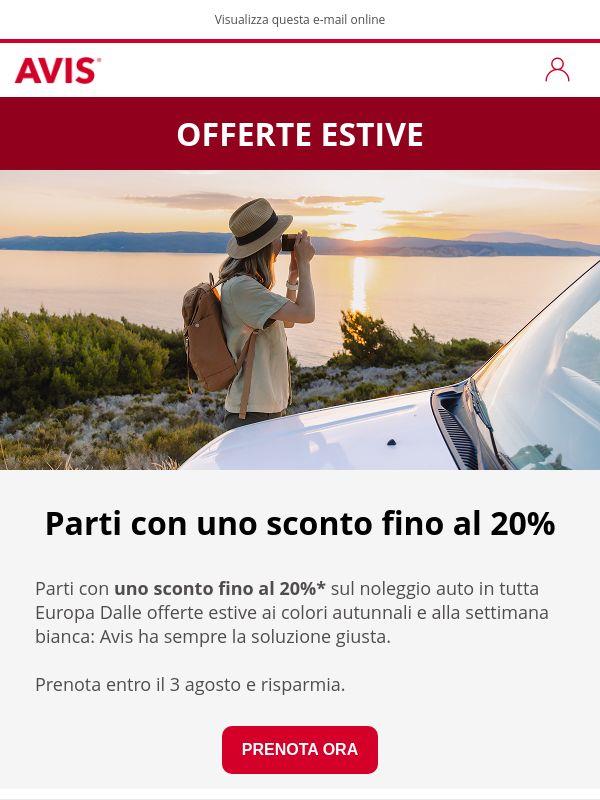Fino al 20% di sconto sul noleggio auto in Europa