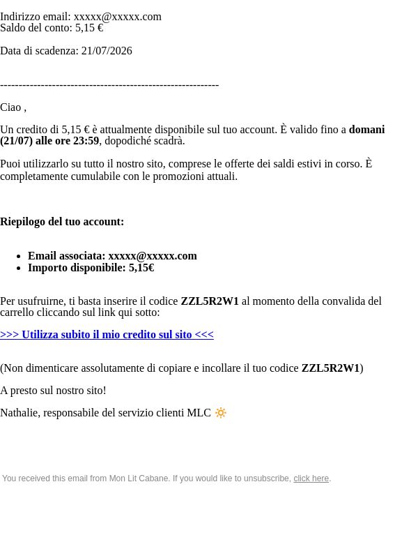 Il tuo credito sta per scadere...