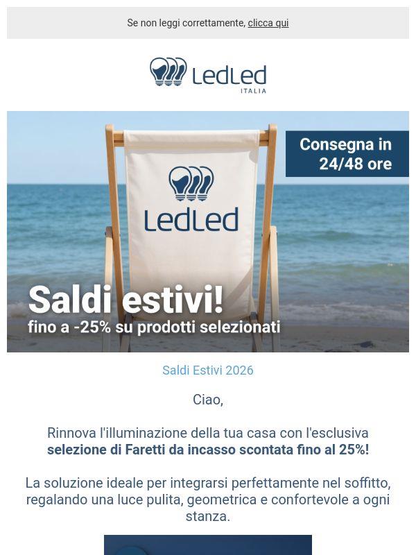 ! Fino al -25% sui Faretti da incasso