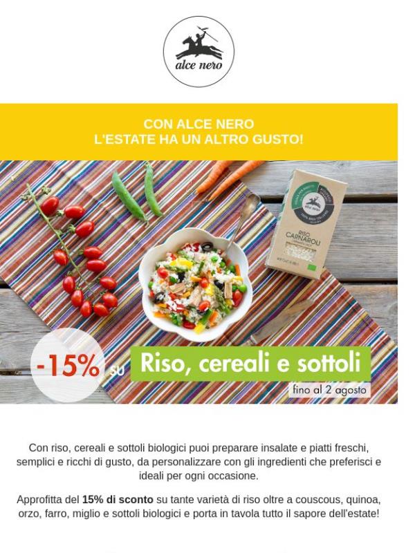 Piatti freschi per l'estate? -15% su riso, cereali e sottoli
