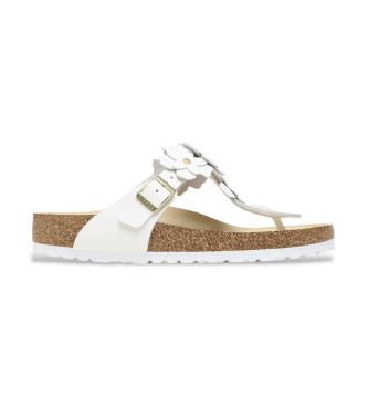 Sandali in Pelle Gizeh Flower Embellishment (Calzata Stretta) bianco