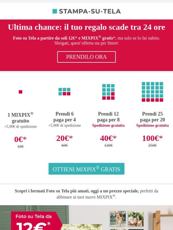 MIXPIX® gratis + Foto su Tela da 12€. Sì, davvero!
