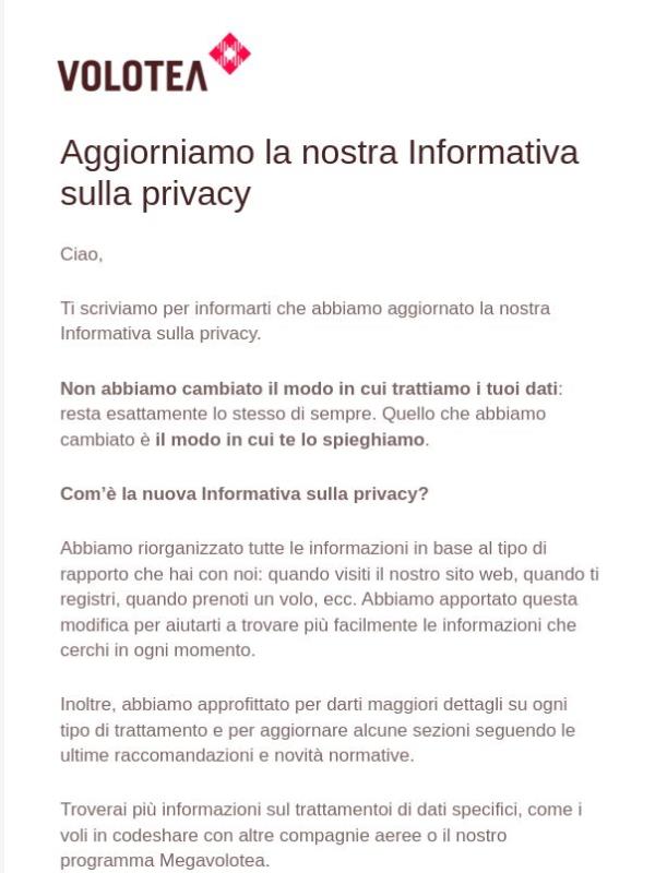 Aggiorniamo la nostra Informativa sulla privacy