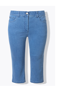 Jeans Capri in cotone biologico con spacchetto e cintura comoda