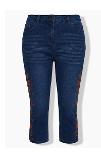 Jeans Capri in denim elasticizzato con spacchetti