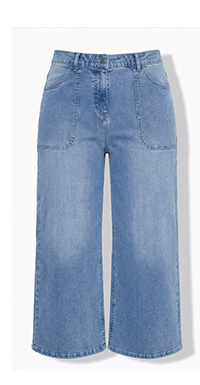 Culottes di jeans modello Mary con taglio della gamba ampio e cintura comoda