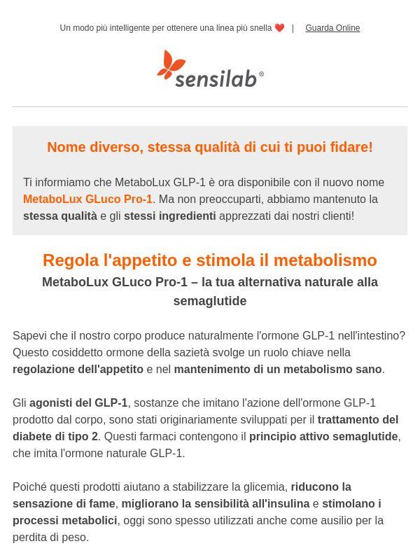 GLP-1 per appetito sotto controllo e metabolismo sano