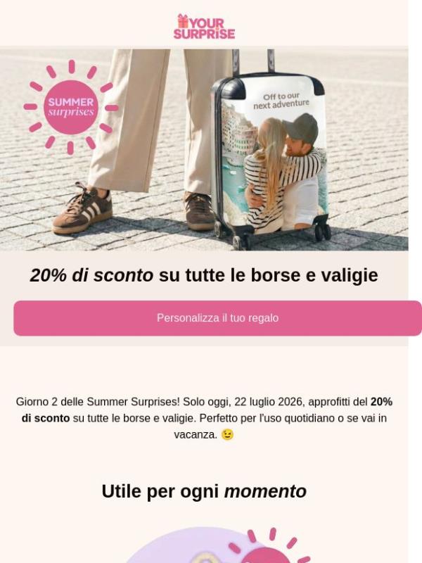 Approfitta del 20% di sconto su borse e valigie! 🎒