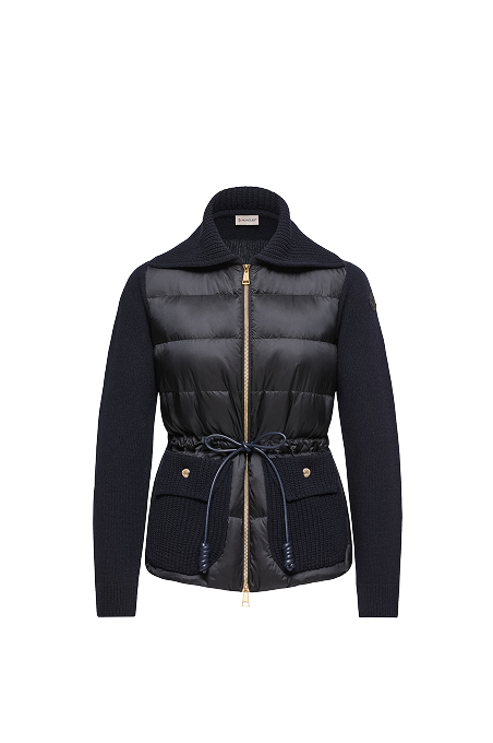 Cardigan imbottito con zip in misto lana e cashmere