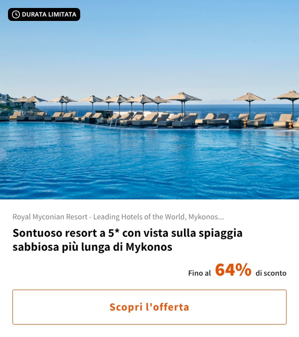 Sontuoso resort a 5* con vista sulla spiaggia sabbiosa più lunga di Mykonos