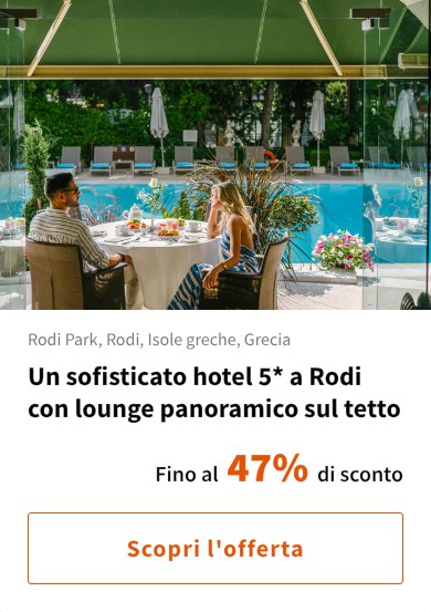 Un sofisticato hotel 5* a Rodi con lounge panoramico sul tetto