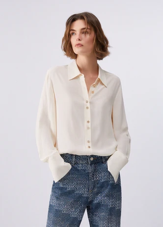 Camicia con Bottoni Logati / Beige