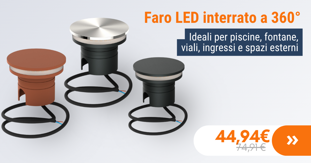 Faro LED interrato a 360°