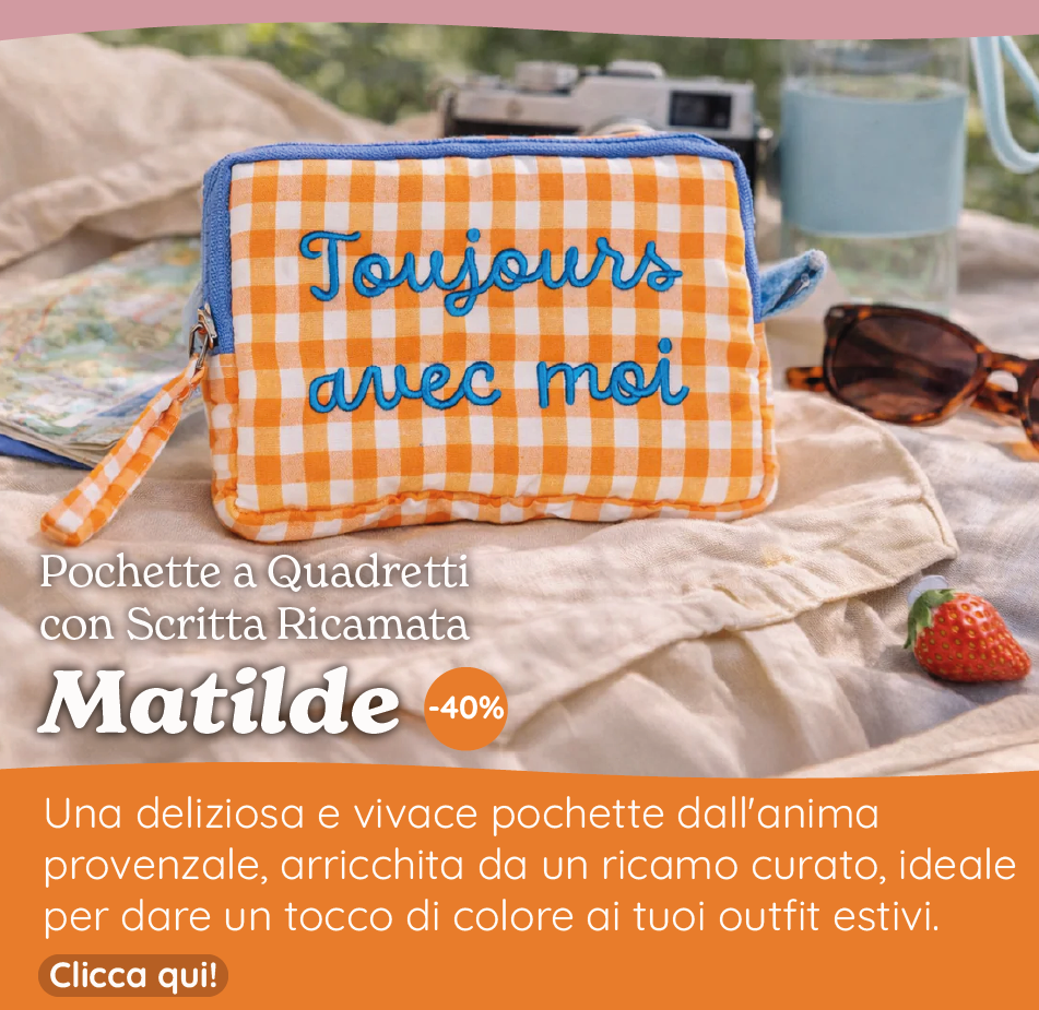 Pochette a Quadretti con Scritta Ricamata - Matilde