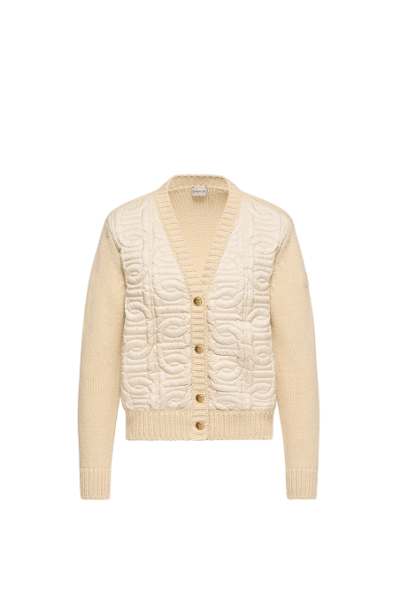 Cardigan con scollo a V imbottito con trapuntatura con motivo a catena
